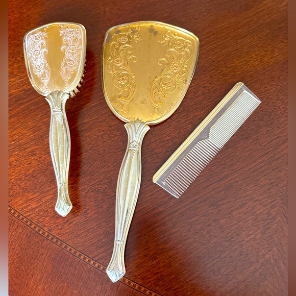 Vintage Vanity Set, mirror, brush, comb - Picture 2 of 2
